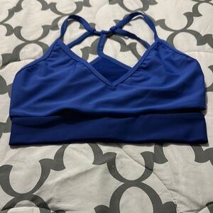 Stylish Blue Strappy Sports Bra